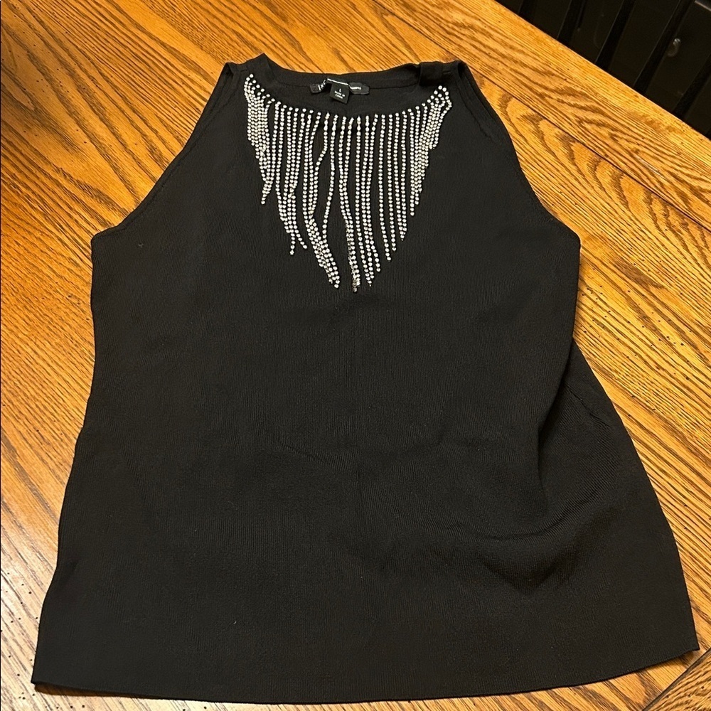 INC International Concepts Black Top with Silver Detailing